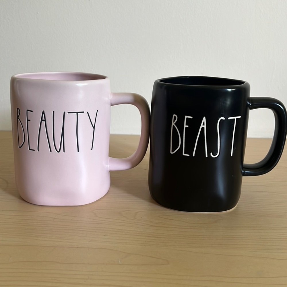 Rae Dunn Beauty and Beast mug set
